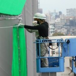 アメリカンゴルフプラザ美野島店様内、西日防止用遮光ネット取付工事