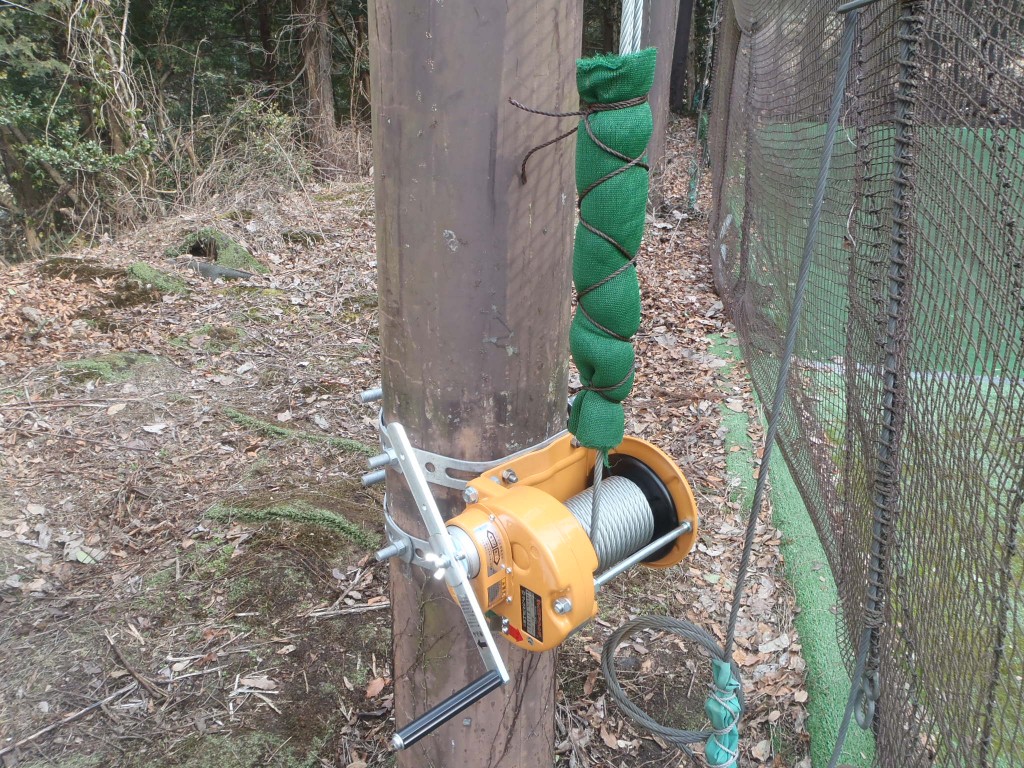 ウィンチ、ワイヤー交換工事