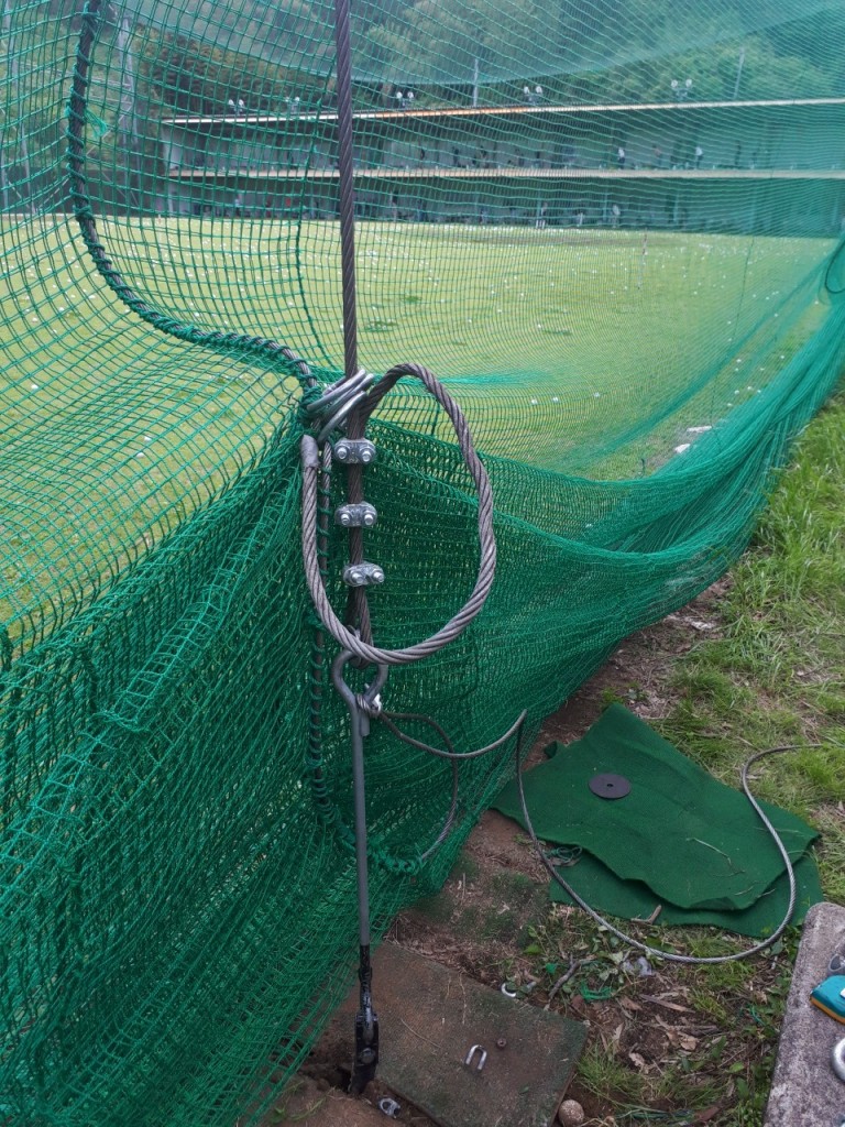 防球ネットガイドアンカー復旧工事