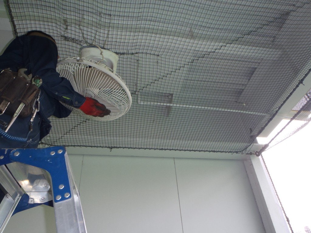 打席内扇風機交換工事