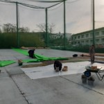 ゴルフ練習場人工芝貼り工事