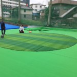 ゴルフ練習場人工芝貼り工事