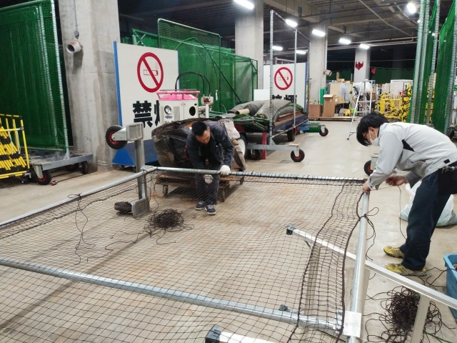 福岡PayPayドーム内仕切りネット交換工事