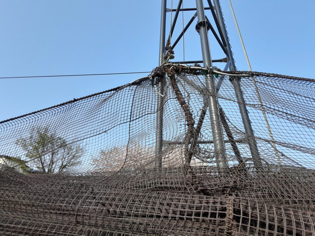 頭ワイヤー、ネット復旧工事
