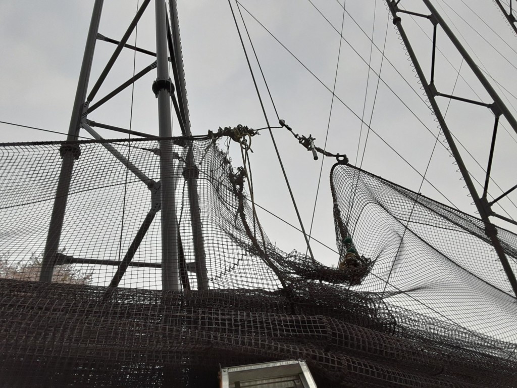 頭ワイヤー、ネット復旧工事