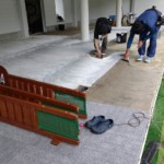 打席タイルカーペット貼替工事