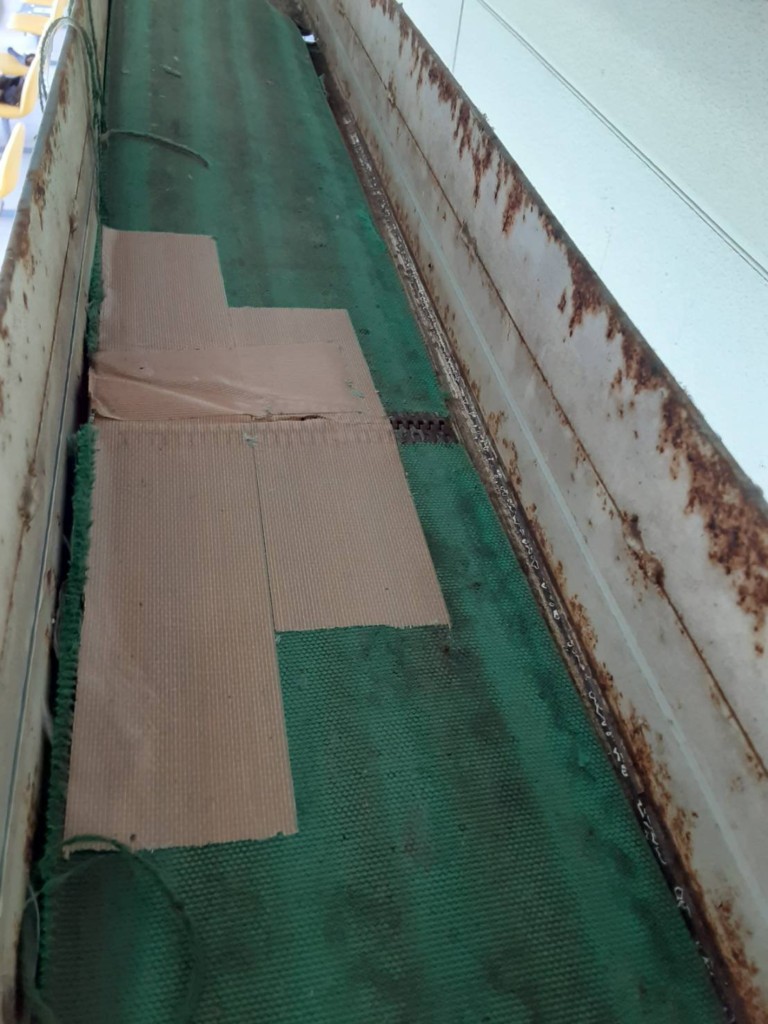 ボール送球用ベルト復旧工事