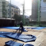 人工芝一部貼替および防球ネット補修工事