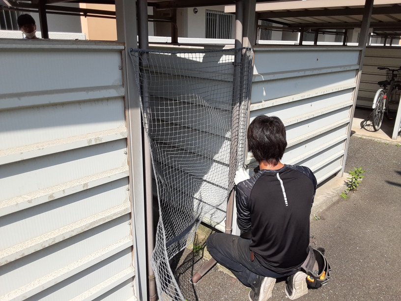 駐輪場ネット設置工事