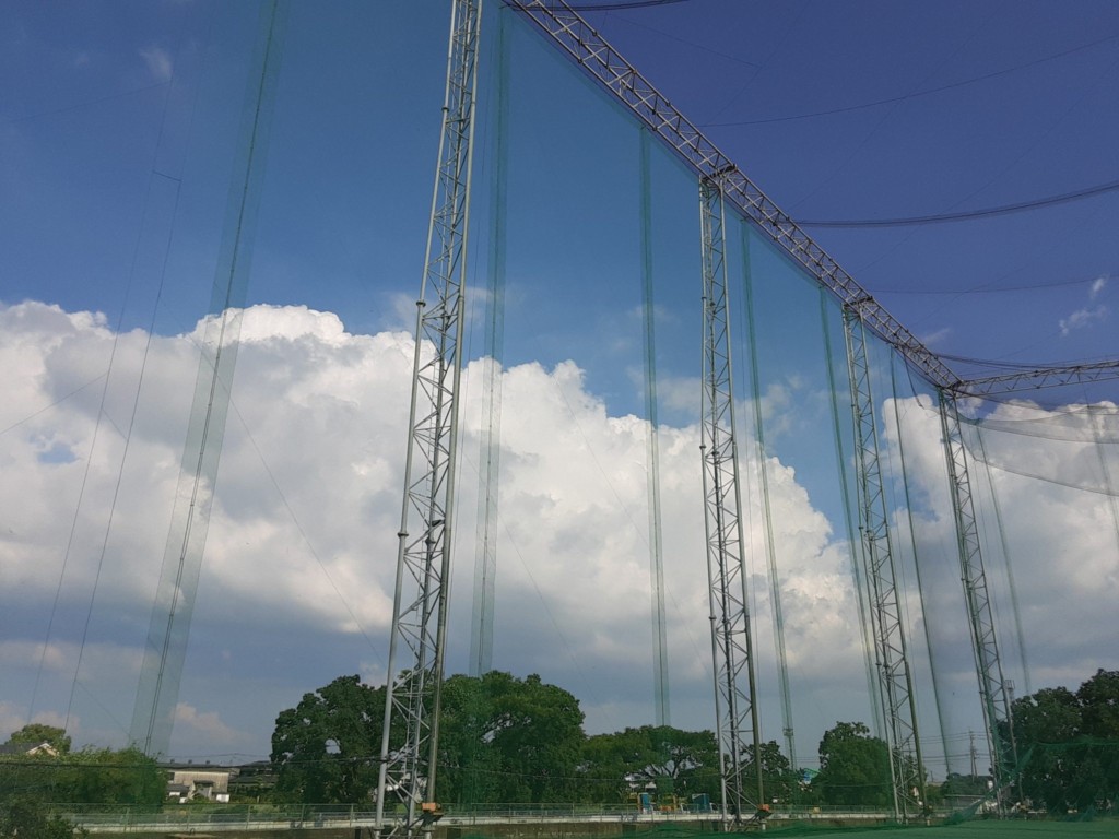 左サイド一部防球ネット張替工事