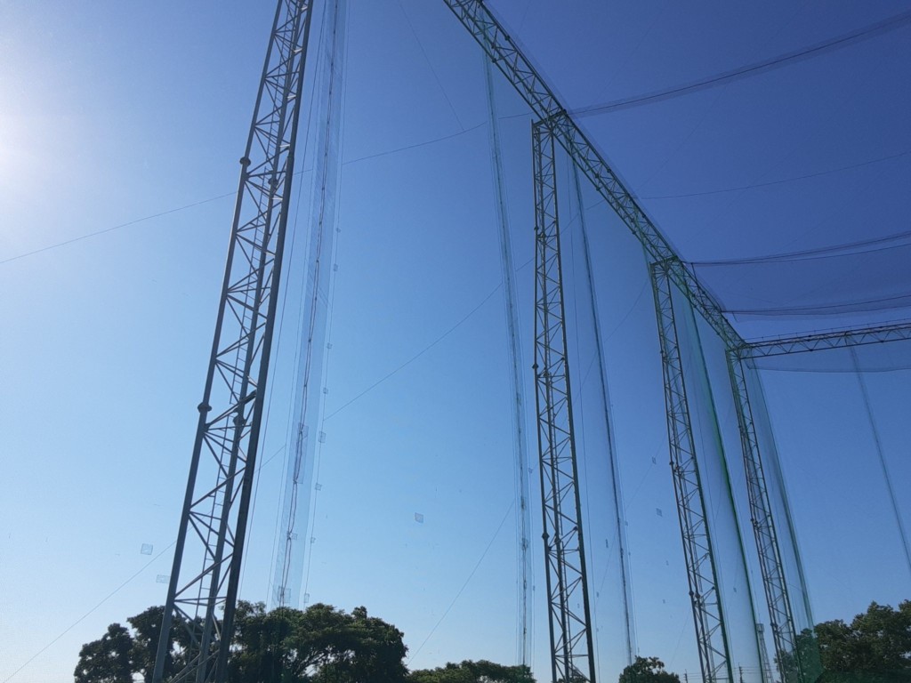 左サイド一部防球ネット張替工事