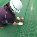 左サイド一部防球ネット張替工事