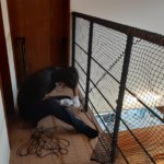 階段落下防止ネット設置工事