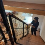 階段落下防止ネット設置工事