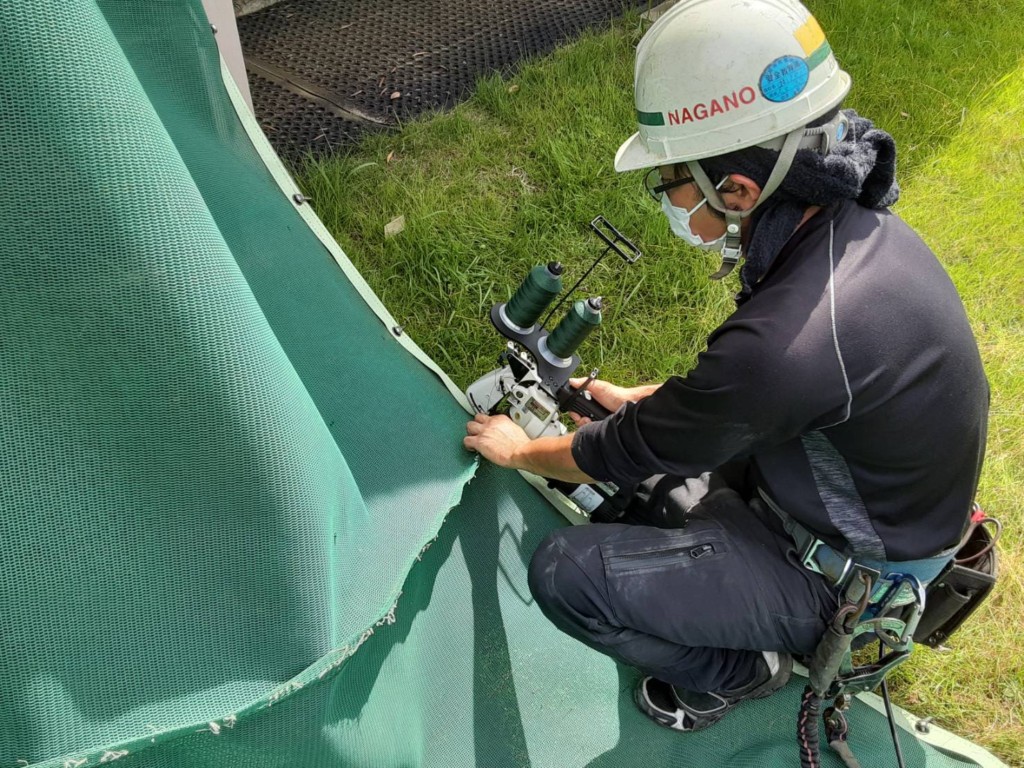 弓道場防矢ネット補修工事
