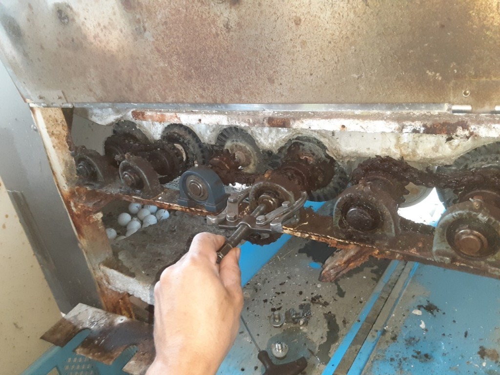 ボール洗浄機ブラシ交換工事