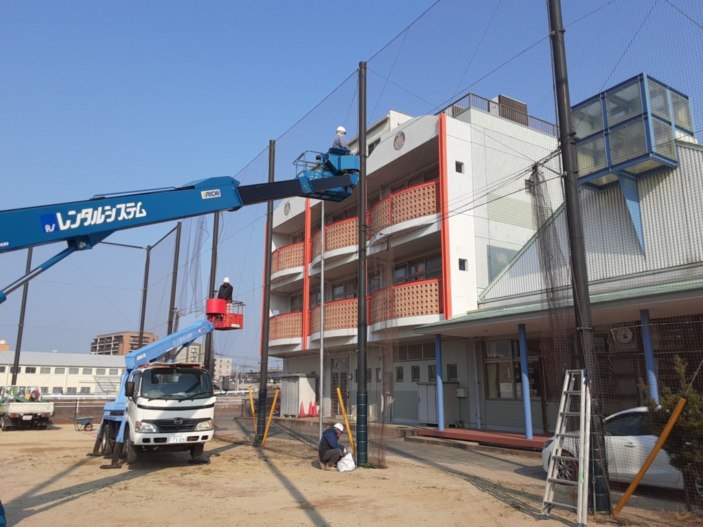 防球ネット解体工事