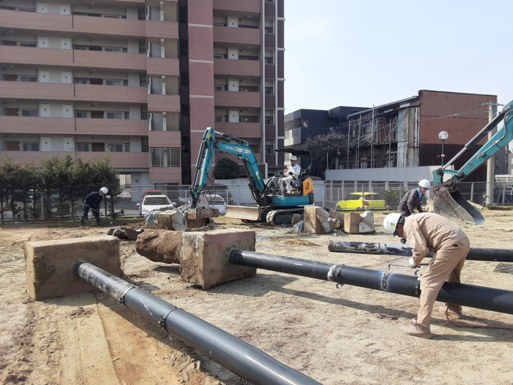 防球ネット解体工事