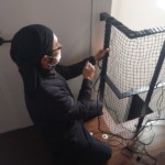 階段落下防止ネット設置工事