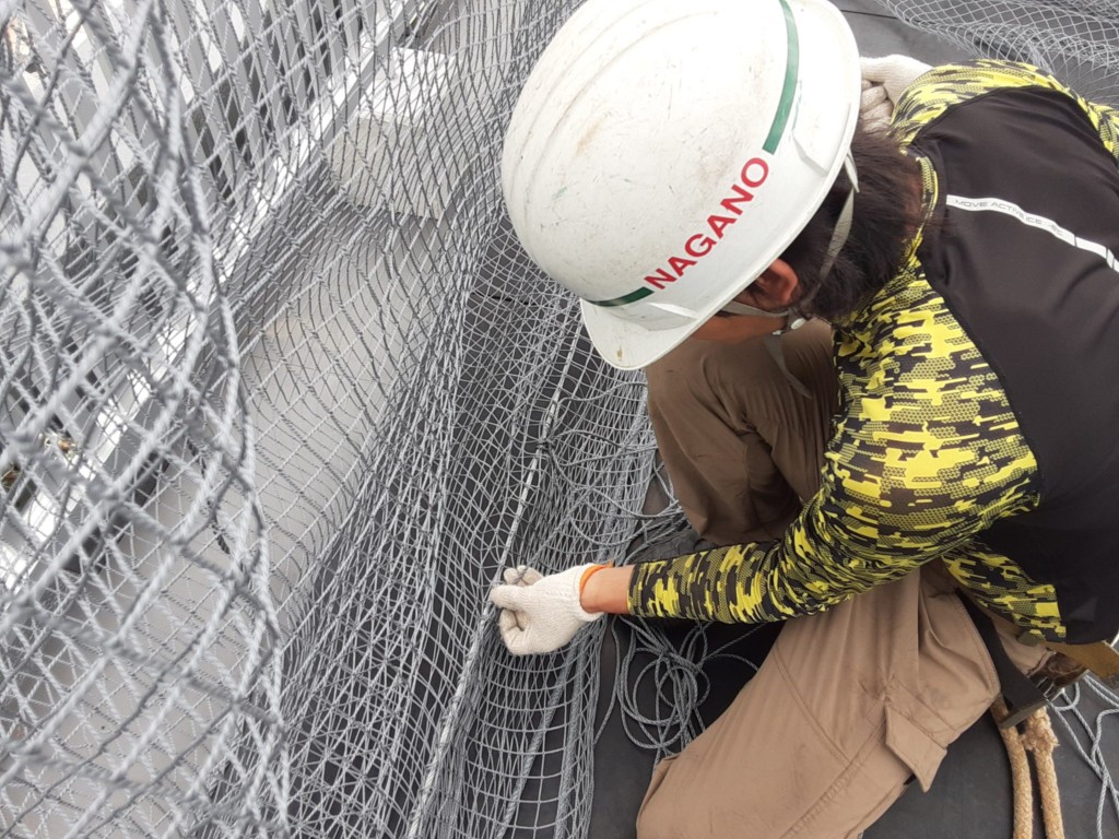 屋上ゴルフネット設置工事