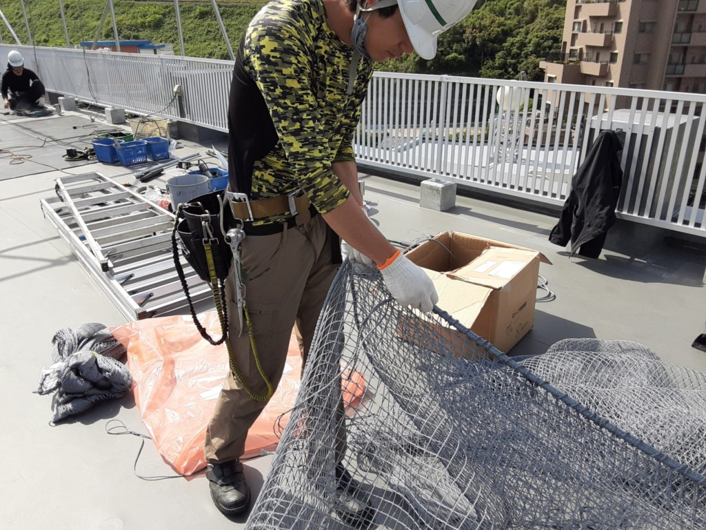 屋上ゴルフネット設置工事