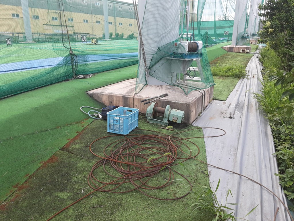 電動ウインチ、ワイヤー交換工事