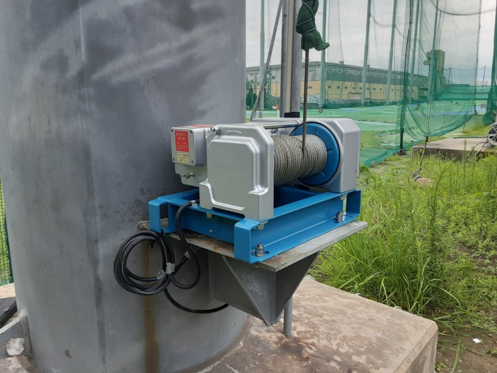 電動ウインチ、ワイヤー交換工事