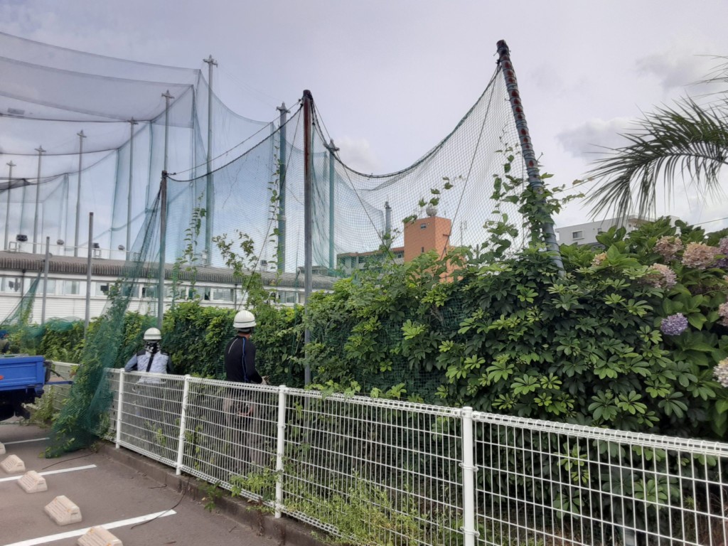 防球ネット解体工事