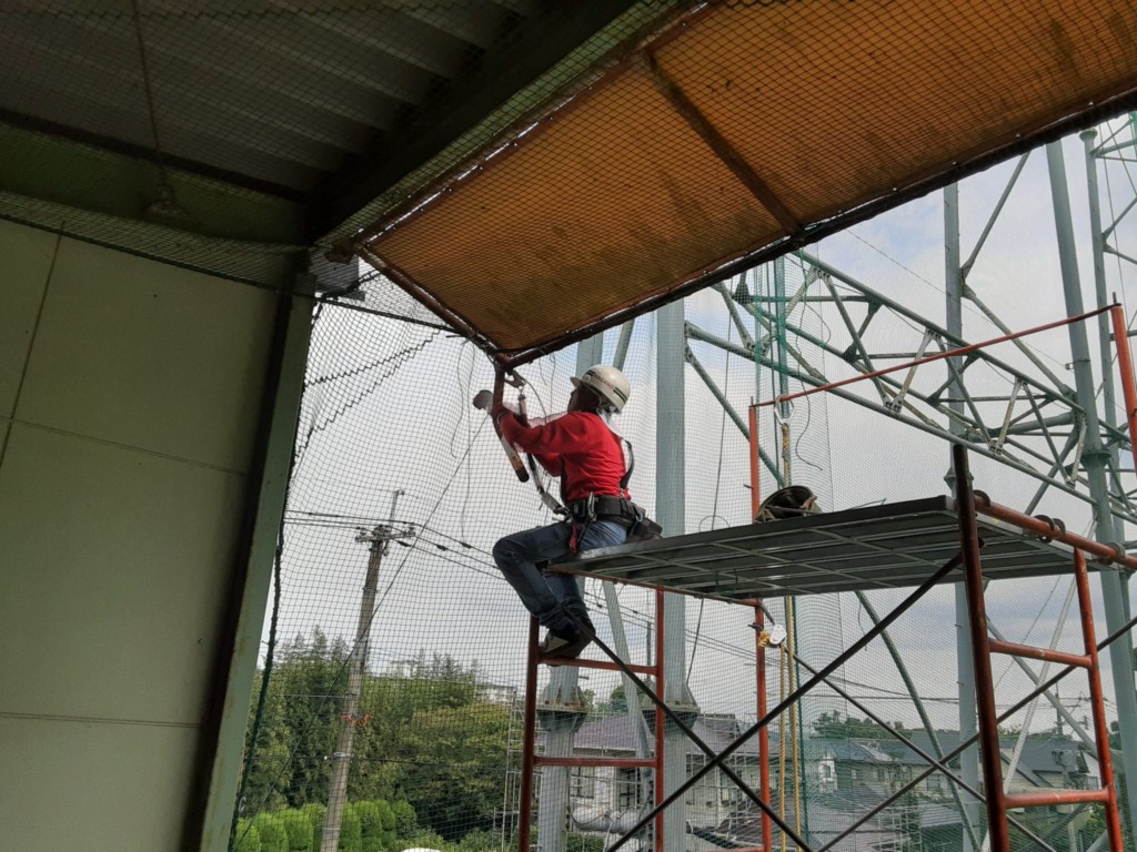 打席上ネット復旧工事