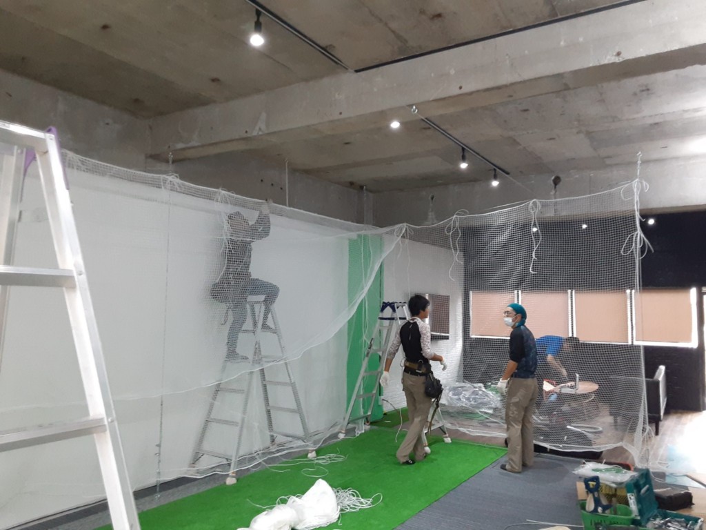 インドアゴルフネット設置工事