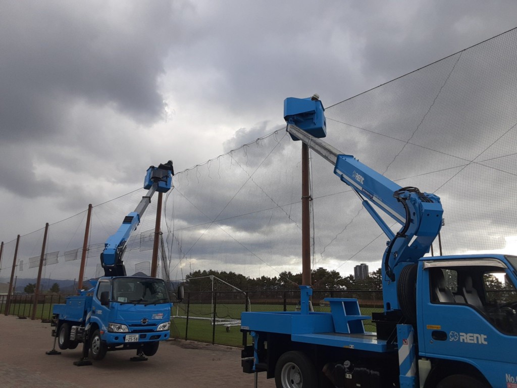 雁の巣グラウンド防球ネット一部張替工事