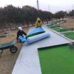練習場打席廻り人工芝貼り工事
