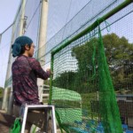防球ネット張替及び溶接復旧工事