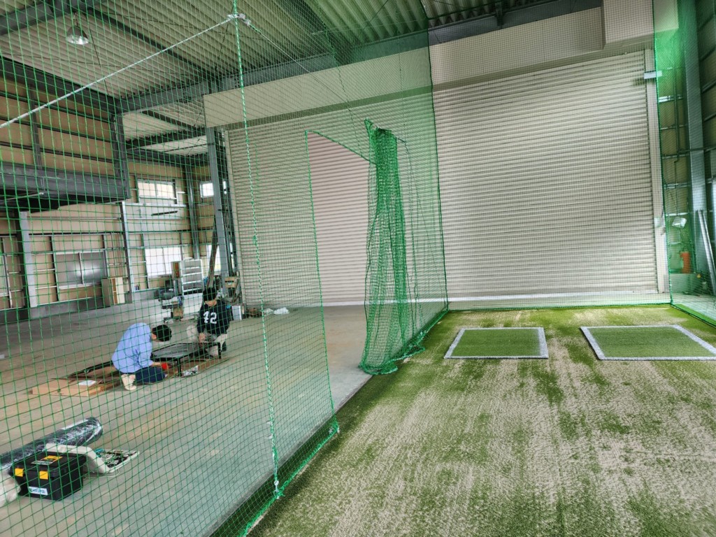 野球防球ネット人工芝設置工事