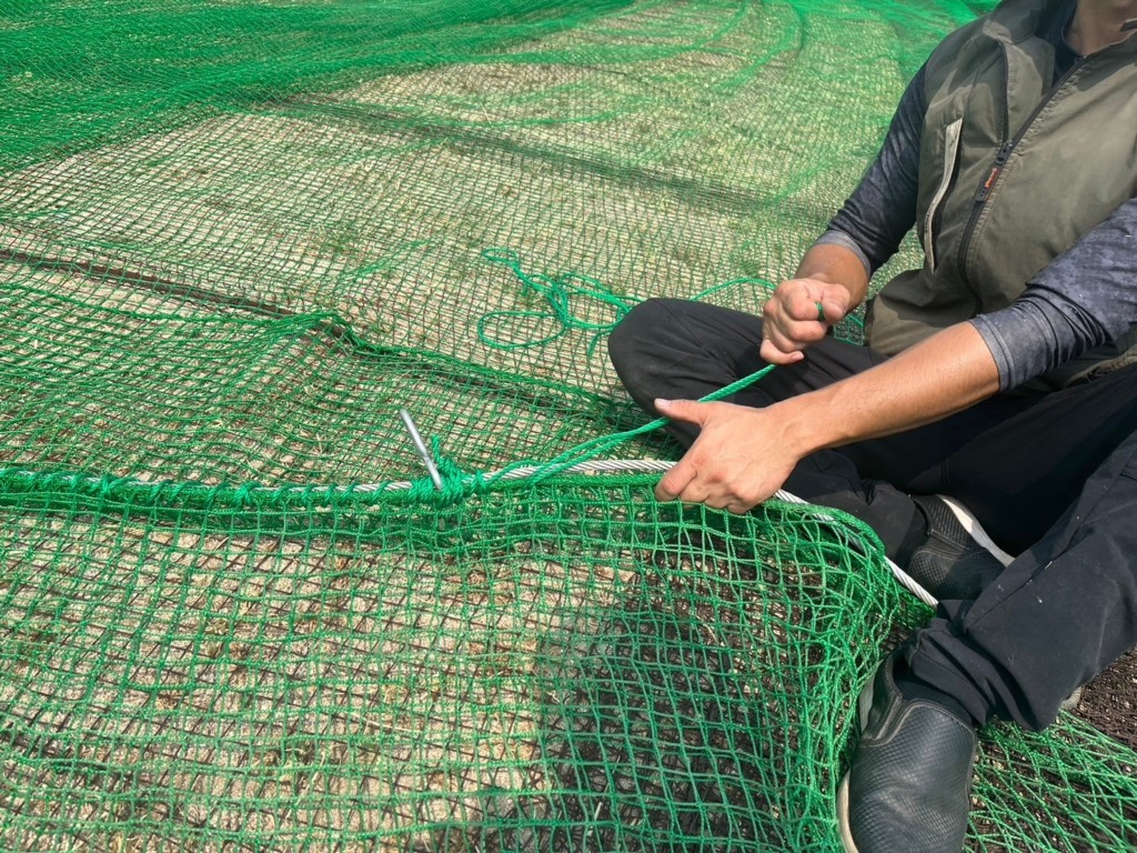 ネット張替及びワイヤー滑車交換工事