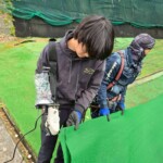 練習場人工芝貼り工事